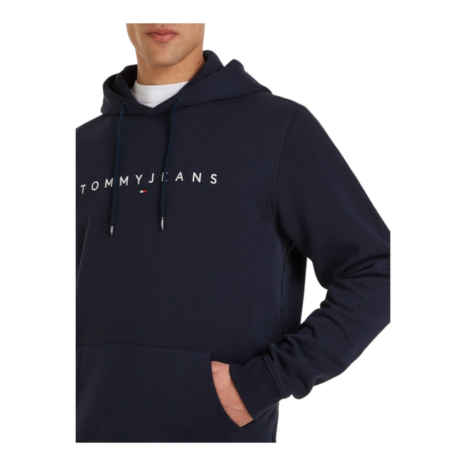 TOMMY HILFIGER BLUZA MĘSKA Z KAPTUREM TJM REG LINEAR LOGO HOODIE EXT GRANATOWA DM0DM17985 C1G