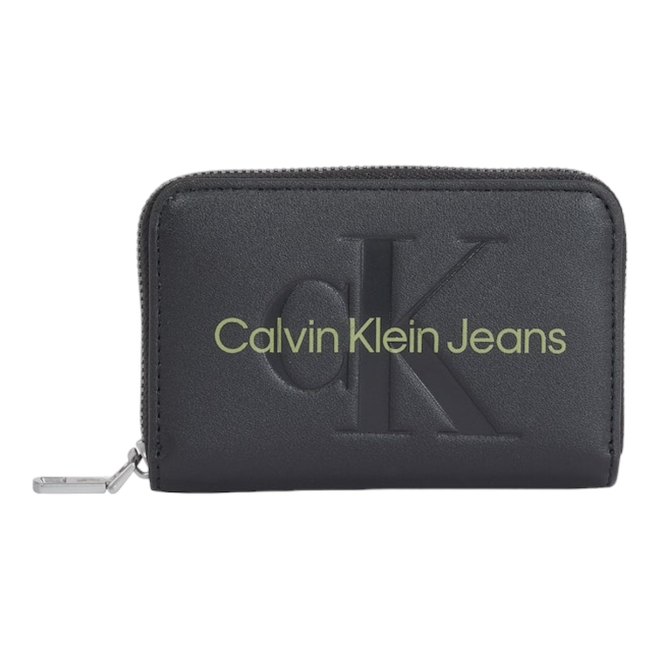 CALVIN KLEIN PORTFEL DAMSKI SCULPTED MED ZIP AROUND MONO CZARNY K60K607229 0GX