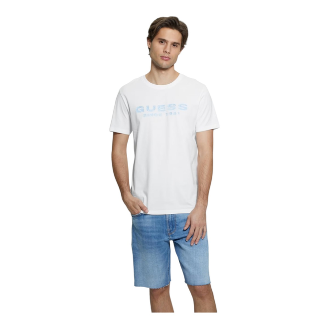 GUESS KOSZULKA MĘSKA T-SHIRT SS CN GUESS LOGO TEE BIAŁA  M4GI61J1314 G011