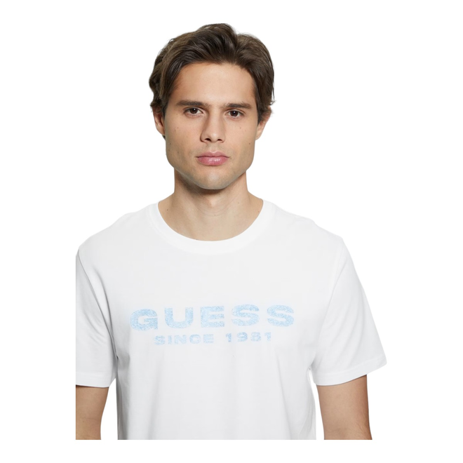 GUESS KOSZULKA MĘSKA T-SHIRT SS CN GUESS LOGO TEE BIAŁA  M4GI61J1314 G011