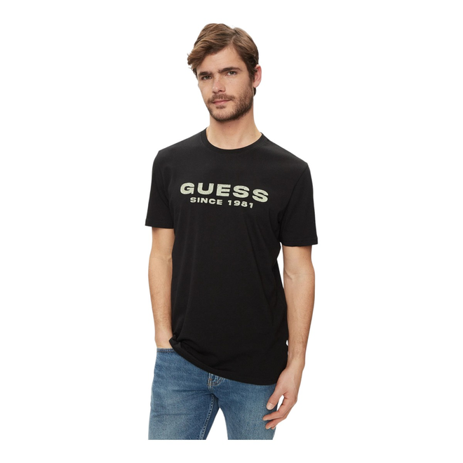 GUESS KOSZULKA MĘSKA T-SHIRT SS CN GUESS LOGO TEE CZARNA M4GI61J1314 JBLK