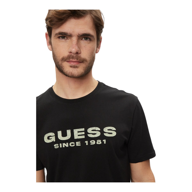 GUESS KOSZULKA MĘSKA T-SHIRT SS CN GUESS LOGO TEE CZARNA M4GI61J1314 JBLK
