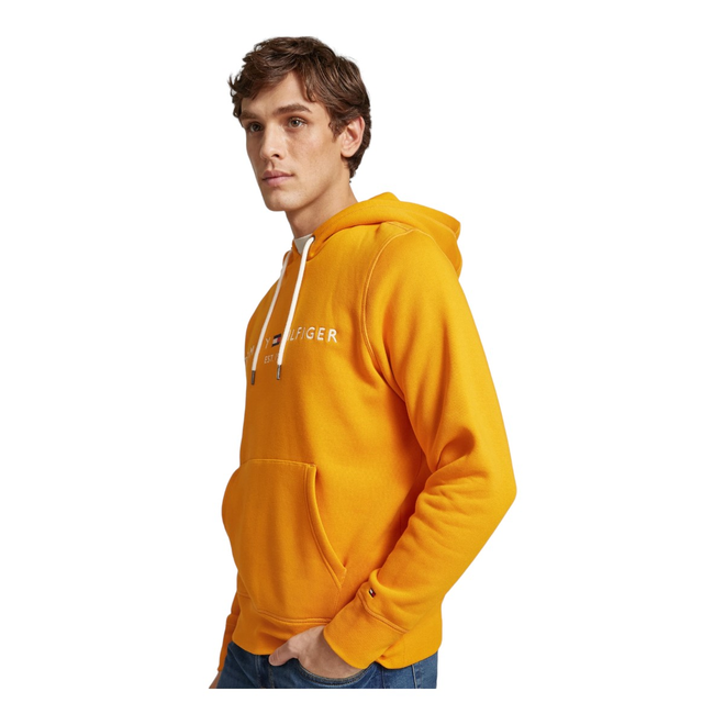 TOMMY HILFIGER OCIEPLANA BLUZA MĘSKA TOMMY LOGO HOODY POMARAŃCZOWA MW0MW11599 SG3