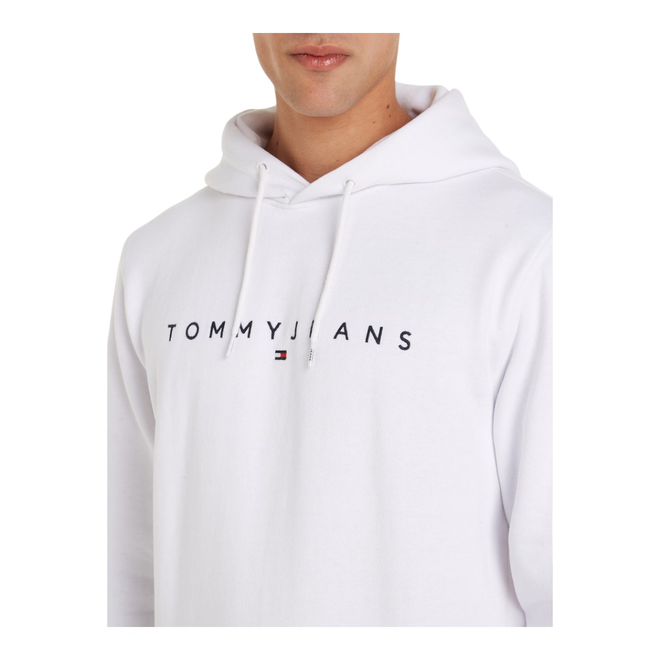 TOMMY HILFIGER BLUZA MĘSKA Z KAPTUREM TJM REG LINEAR LOGO HOODIE EXT BIAŁA DM0DM17985 YBR