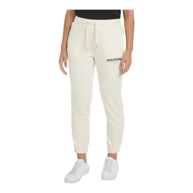 TOMMY HILFIGER DAMSKIE SPODNIE DRESOWE REG MONOTYPE FLOCK SWEATPANTS KREMOWE WW0WW41572 AEF