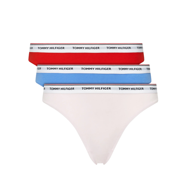 TOMMY HILFIGER BIKINI DAMSKIE MAJTKI 3 PACK BIKINI (EXT SIZES) CZERWONE/NIEBIESKIE/RÓŻOWE UW0UW04895 0WR