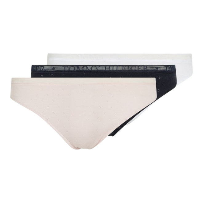 TOMMY HILFIGER BIKINI DAMSKIE MAJTKI 3P BIKINI CZARNE/BIAŁE/RÓZOWE UW0UW05284 0VR