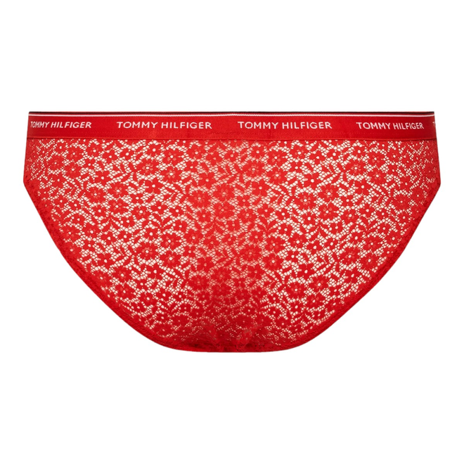 TOMMY HILFIGER BIKINI DAMSKIE MAJTKI 3P BIKINI LACE CZERWONE/ROŻOWE/NIEBIESKIE UW0UW04897 0WR