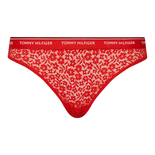 TOMMY HILFIGER BIKINI DAMSKIE MAJTKI 3P BIKINI LACE CZERWONE/ROŻOWE/NIEBIESKIE UW0UW04897 0WR