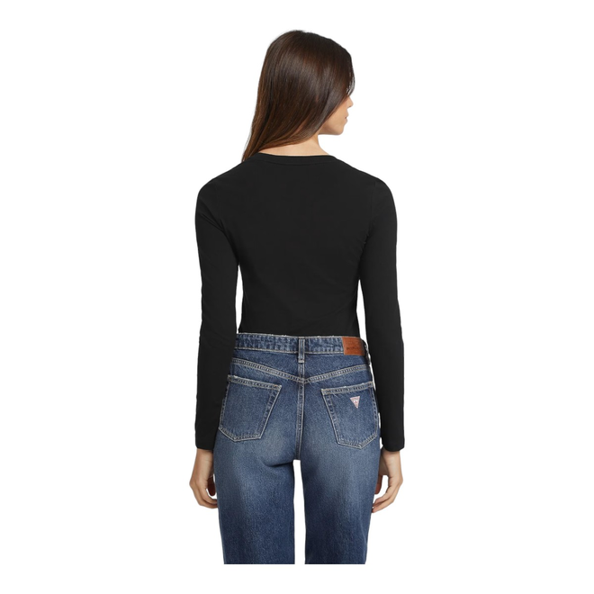 GUESS KOSZULKA DAMSKA Z DŁUGIM RĘKAWEM GJ LS VN SLIM MINI A CZARNA W4YI21J1314 JBLK