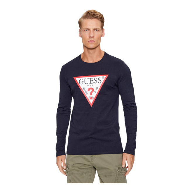 GUESS KOSZULKA MĘSKA Z DŁUGIM RĘKAWEM CN LS ORIGINAL LOGO GRANATOWA M2YI31I3Z14 G7V2