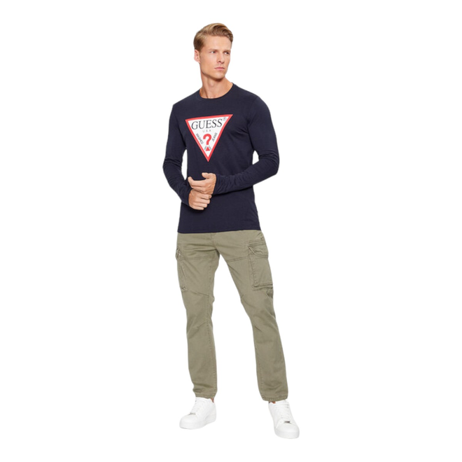 GUESS KOSZULKA MĘSKA Z DŁUGIM RĘKAWEM CN LS ORIGINAL LOGO GRANATOWA M2YI31I3Z14 G7V2