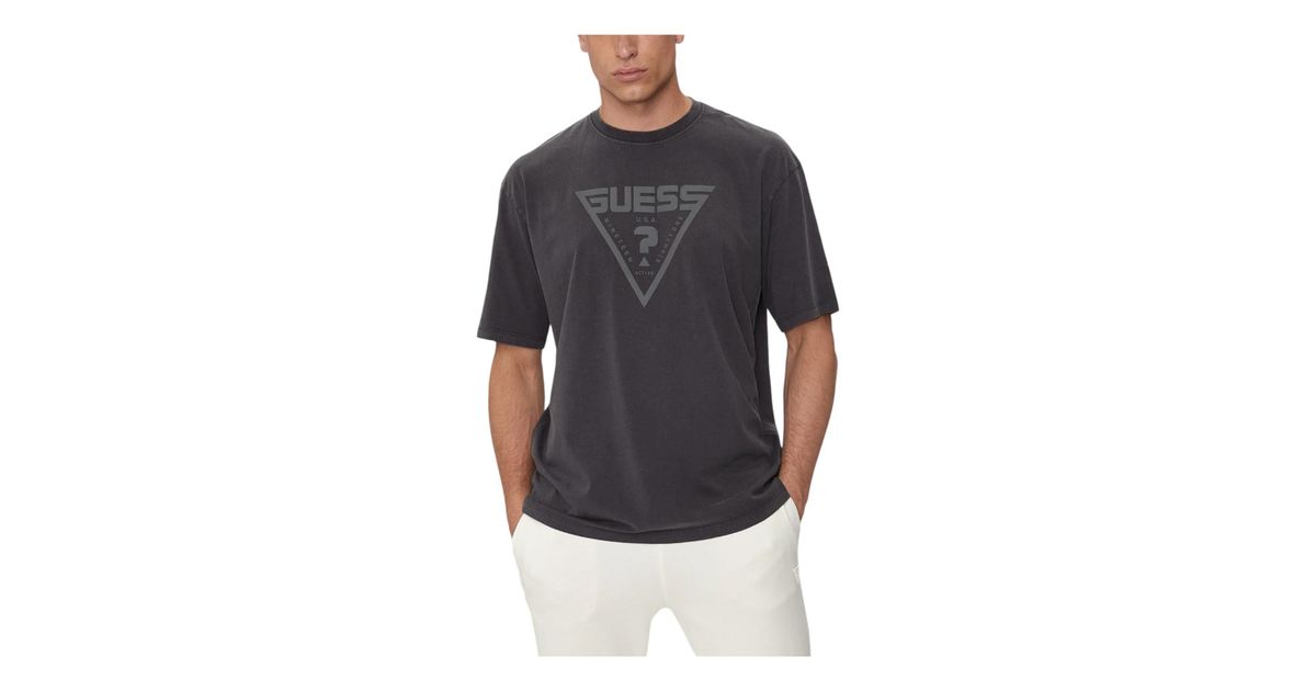 GUESS KOSZULKA MĘSKA T-SHIRT ALINO CN T-SHIRT GRAFITOWA