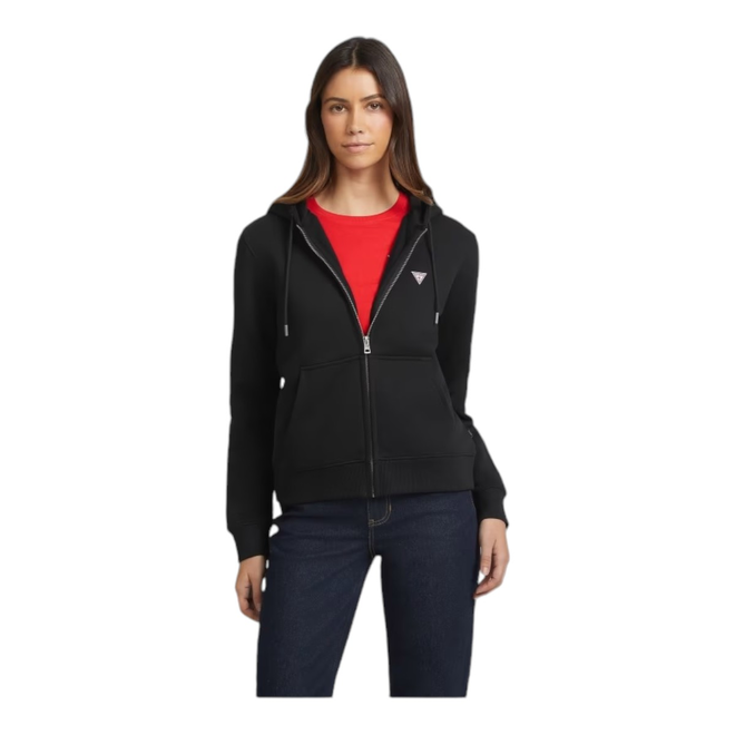 GUESS BLUZA DAMSKA GJ ZIP HOODIE REG MINI CZARNA W4YQ03KC811 JBLK