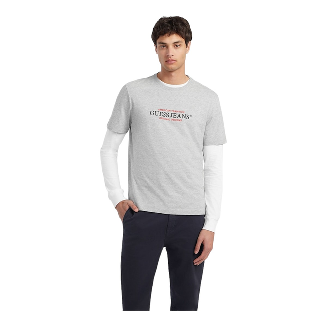 GUESS KOSZULKA MĘSKA T-SHIRT GJ SS CN REG AMERICAN SZARA M4YI42K8FQ4 H90Z