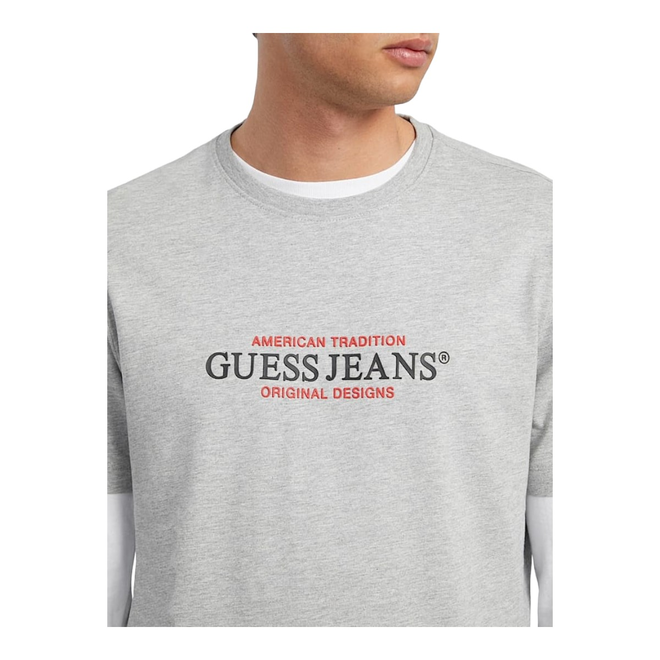 GUESS KOSZULKA MĘSKA T-SHIRT GJ SS CN REG AMERICAN SZARA M4YI42K8FQ4 H90Z
