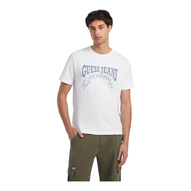 GUESS KOSZULKA MĘSKA T-SHIRT GJ SS CN REG BANNER BIAŁA M4YI49K8FQ4 G011