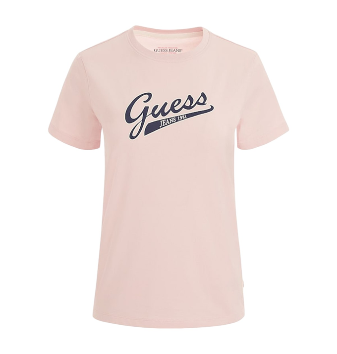 GUESS KOSZULKA DAMSKA T-SHIRT GJ SS CN REG SCRIPT RÓŻOWA