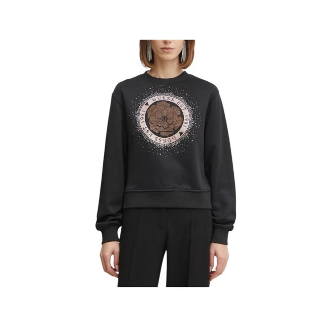 GUESS BLUZA DAMSKA CN PEONY LOGO FLEECE CZARNA W5RQ05K7EX1 JBLK