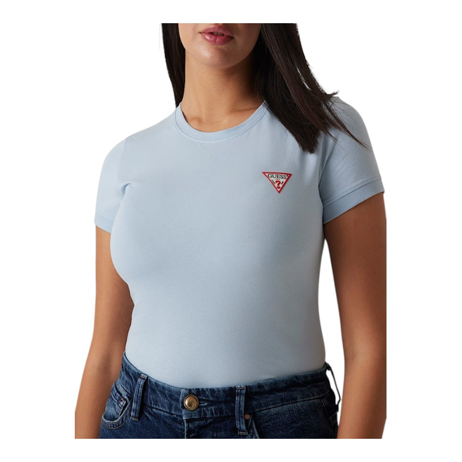 GUESS KOSZULKA DAMSKA T-SHIRT SS CN MINI TRIANGLE NIEBIESKA W2YI44J1314 G7GG