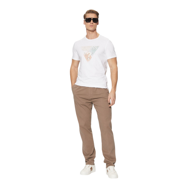 GUESS KOSZULKA MĘSKA T-SHIRT SS CN GUESS TRIANGLE BIAŁY M5RI14J1314 G011