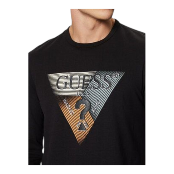 GUESS KOSZULKA MĘSKA Z DŁUGIM RĘKAWEM LS CN GUESS TRIANGLE CZARNA M5RI15J1314 JBLK