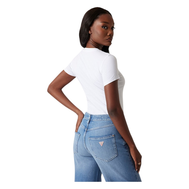 GUESS KOSZULKA DAMSKA T-SHIRT CN SS GLITTER DEGRAD BIAŁA W5GI14J1314 G011