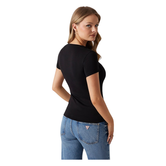 GUESS KOSZULKA DAMSKA T-SHIRT CN SS GLITTER DEGRAD CZARNA W5GI14J1314 JBLK