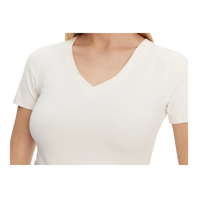 GUESS KOSZULKA DAMSKA T-SHIRT LUCIA SS T-SHIRT V-N ECRU O5GI00KBBU1 G6K5