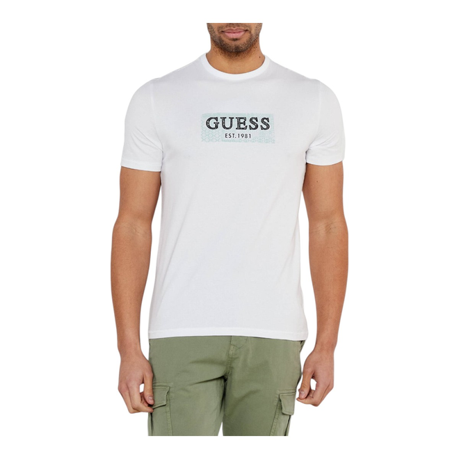 GUESS KOSZULKA MĘSKA T-SHIRT SS CN GUESS BOX TEE BIAŁA M5GI19J1314 G011