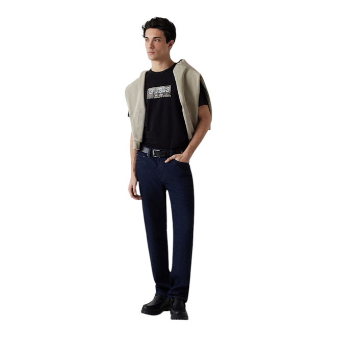 GUESS KOSZULKA MĘSKA T-SHIRT SS CN GUESS BOX TEE CZARNA  M5GI19J1314 JBLK