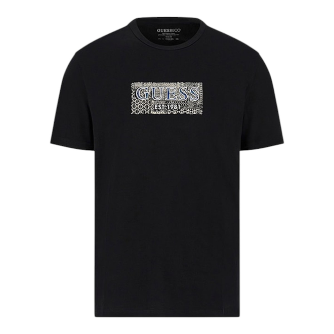 GUESS KOSZULKA MĘSKA T-SHIRT SS CN GUESS BOX TEE CZARNA  M5GI19J1314 JBLK