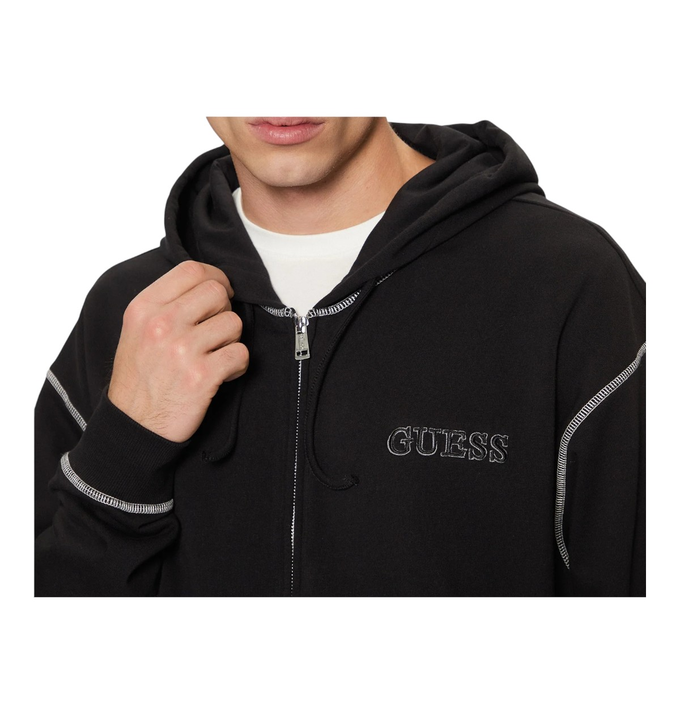 GUESS BLUZA MĘSKA Z KAPTUREM F-ZIP HOODIE SWEATSHIRT CZARNA