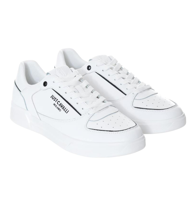 JUST CAVALLI BUTY MĘSKIE SKÓRZANE FONDO MINIMAL DIS.2 BIAŁE