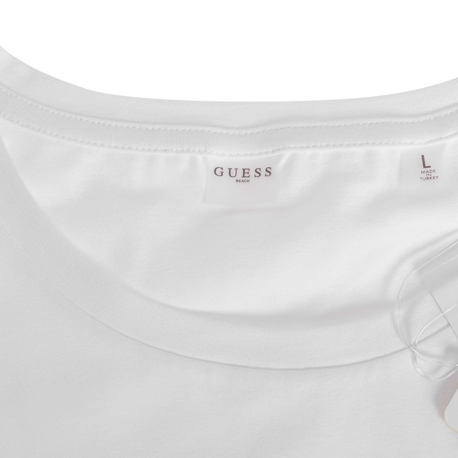 GUESS KOSZULKA DAMSKA T-SHIRT TRIANGLE RHINESTONES BIAŁA E5GI08J1314 G011