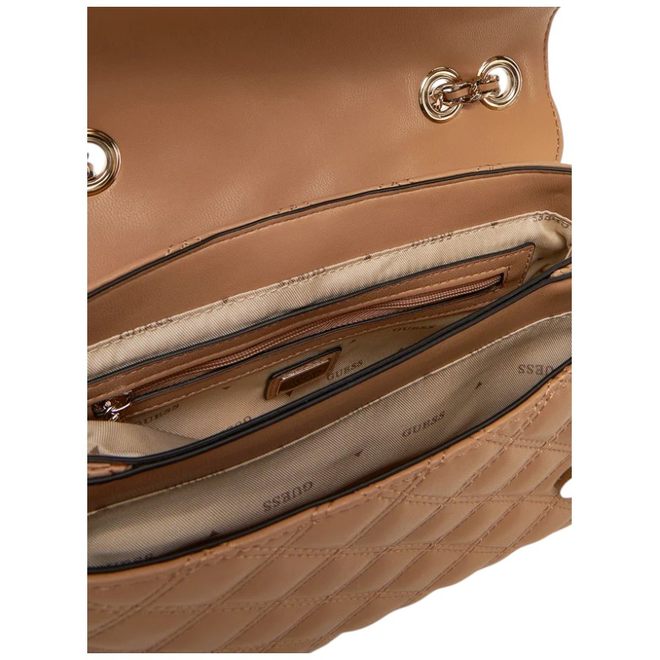 GUESS TOREBKA DAMSKA GIULLY 2 CMPRTMNT CNVRTBLE FLP BRĄZOWA HWQG8748200 BEI