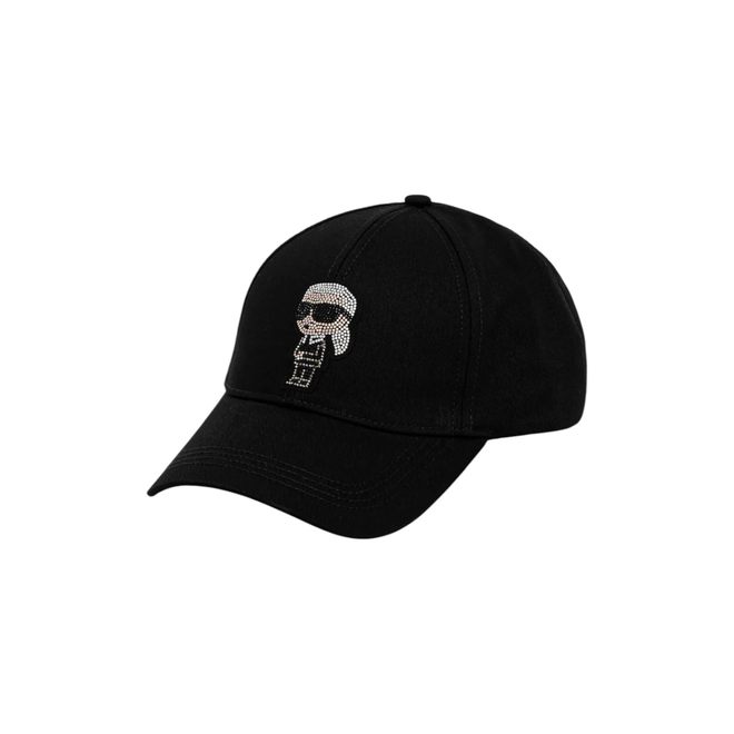 KARL LAGERFELD CZAPKA Z DASZKIEM IKON RHINESTONES CAP CZARNA A2W33062 999