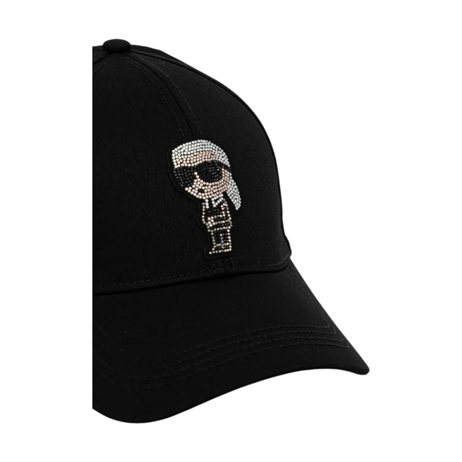 KARL LAGERFELD CZAPKA Z DASZKIEM IKON RHINESTONES CAP CZARNA A2W33062 999